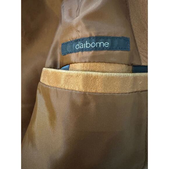 VINTAGE MENS CLAIBORNE CARMEL DISTRESS LEATHER BLAZER COAT SZ 42R - Picture 4 of 4